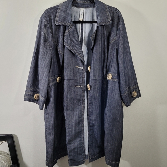 L.A. Blues Jean Denim Long Jacket Size 24 - Picture 3 of 8